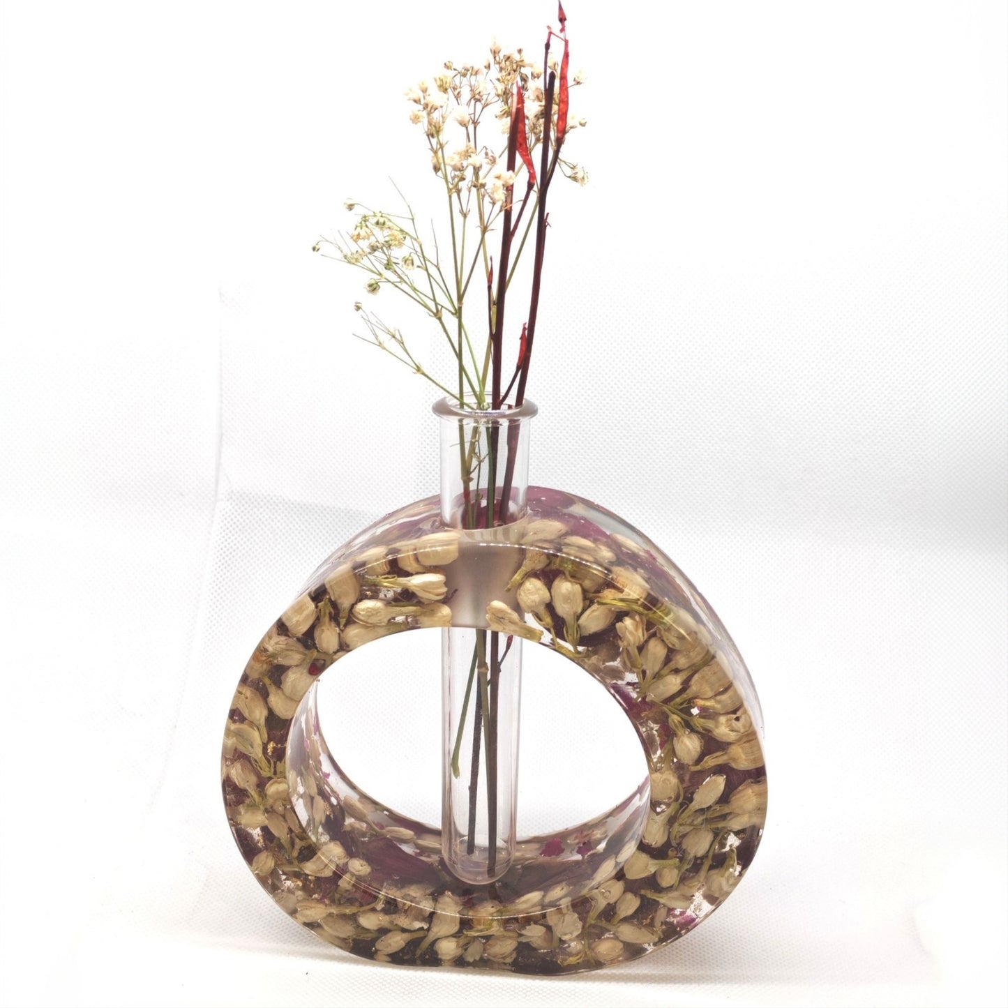 Irregular O Vase with Dried Flower Buds