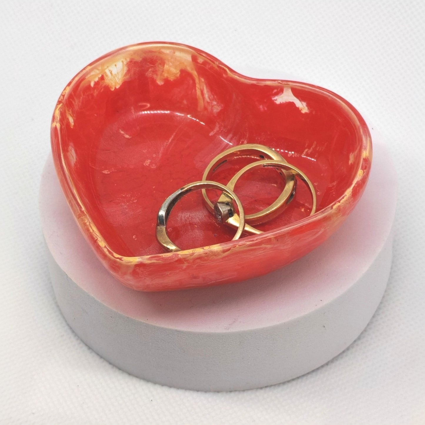 Heart Ring Tray Red and Gold