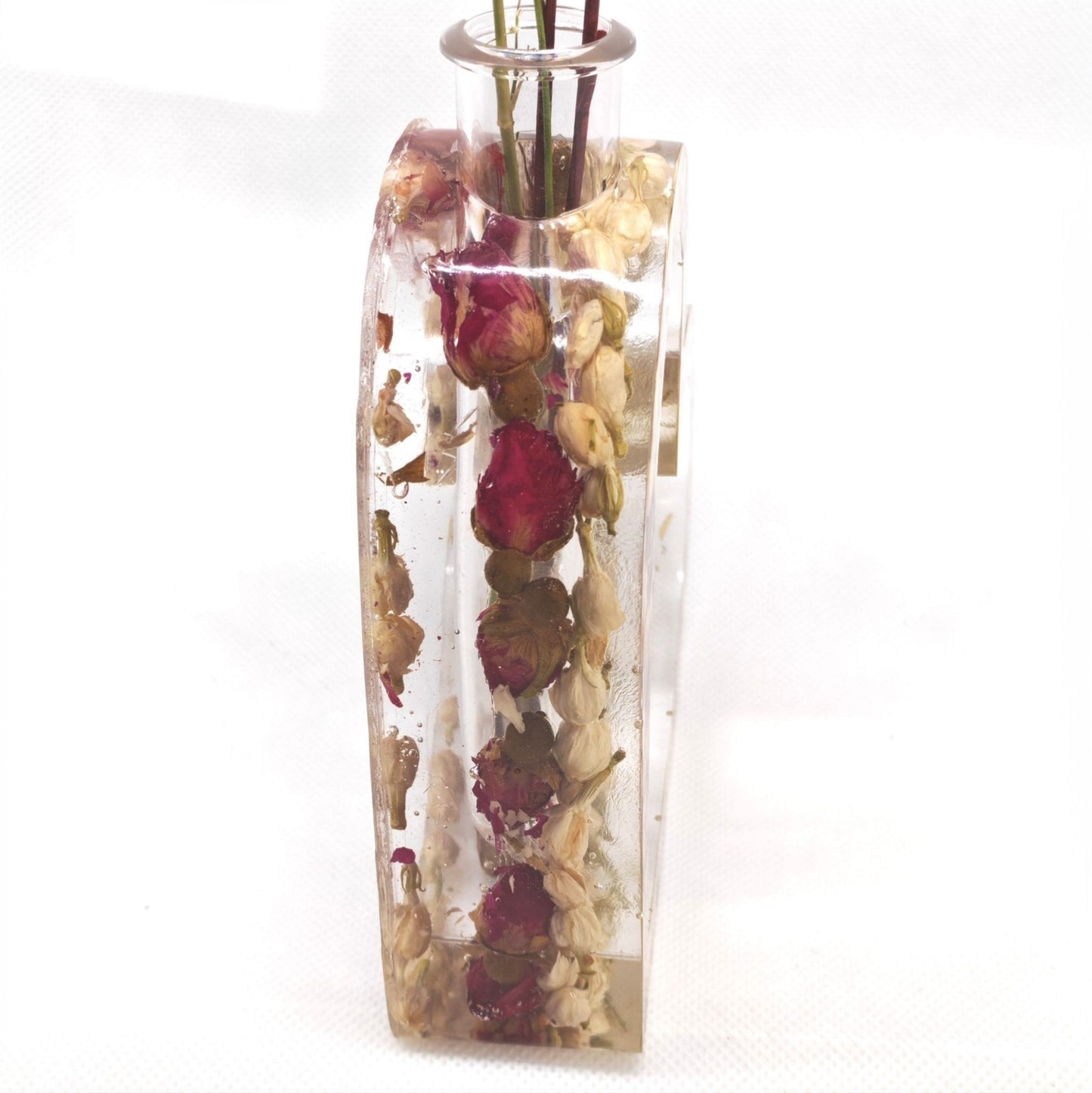 Heart Shaped Vase with Dried Flower Buds