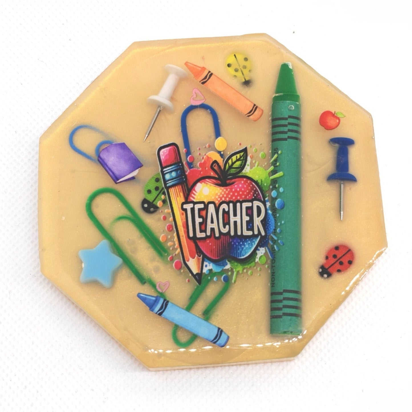 Teacher's Hexagon Coaster Gold