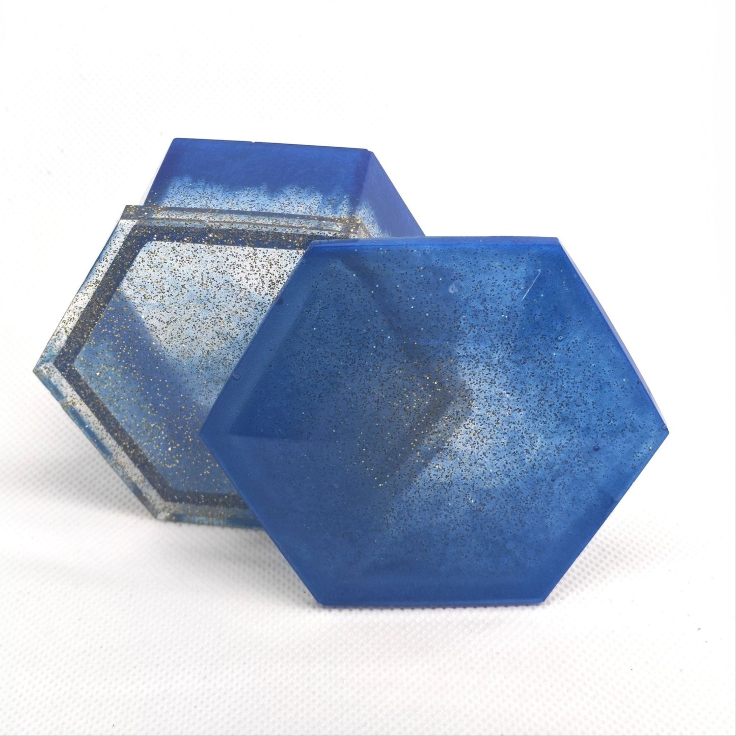 Hexagon Box with Lid Dark Blue