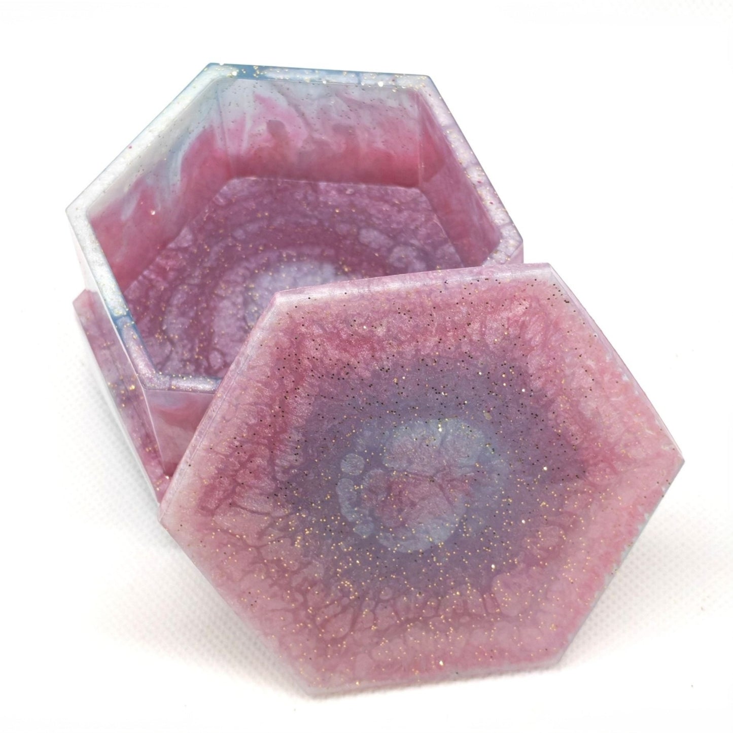 Hexagon Box with Lid Lilac Sparkle