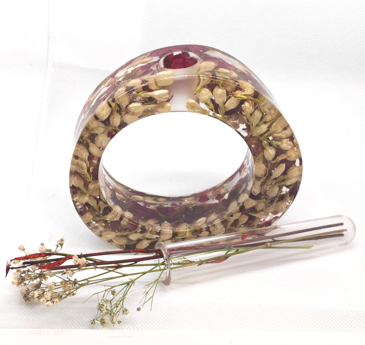 Irregular O Vase with Dried Flower Buds