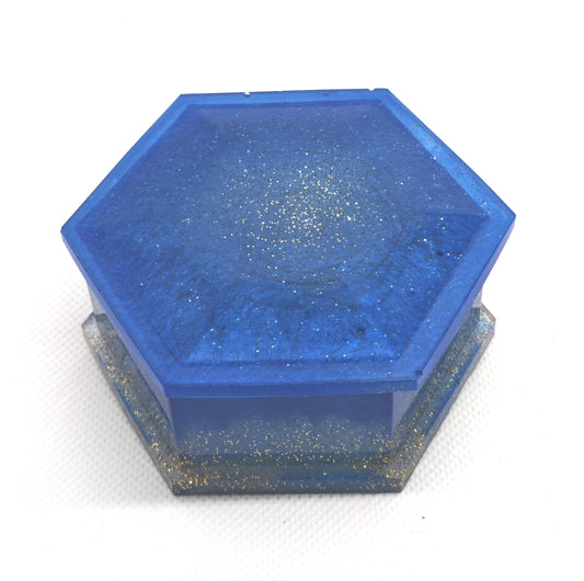 Hexagon Box with Lid Dark Blue