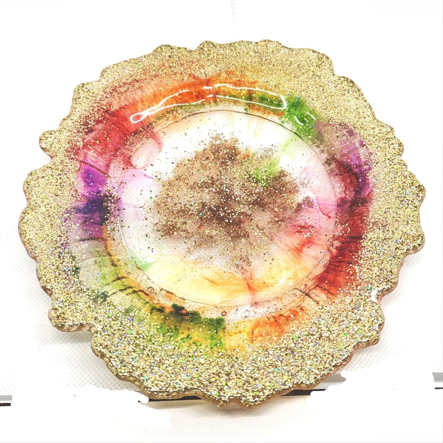 Plate Gold sparkle and Rainbow