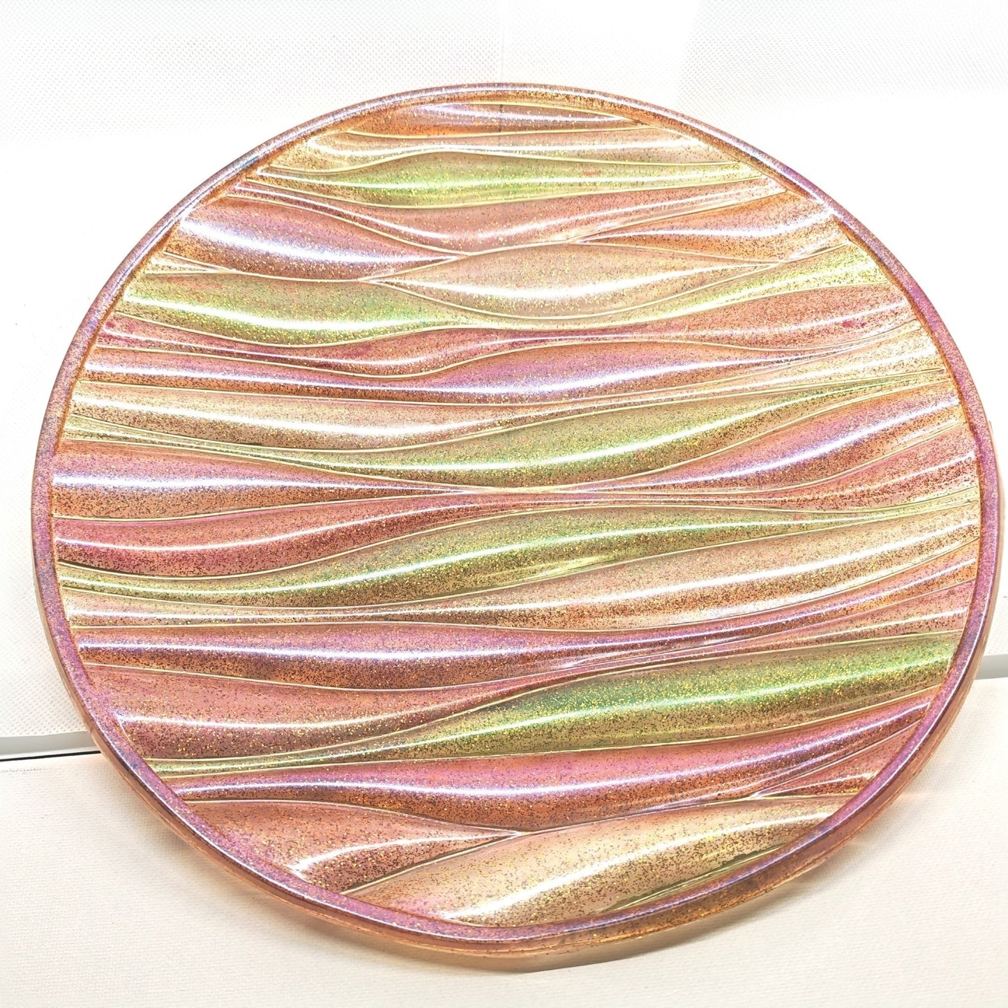 Platter Jewelled Pink and Green Wave