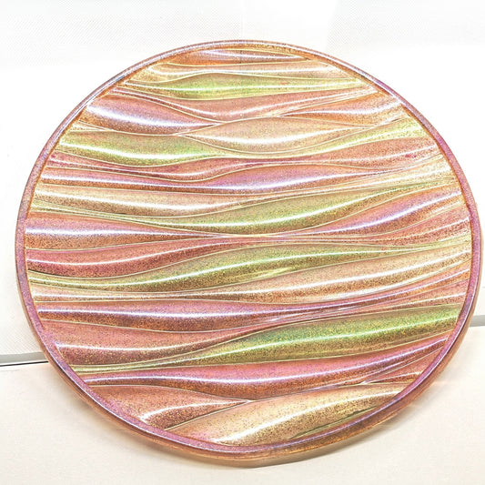 Platter Jewelled Pink and Green Wave