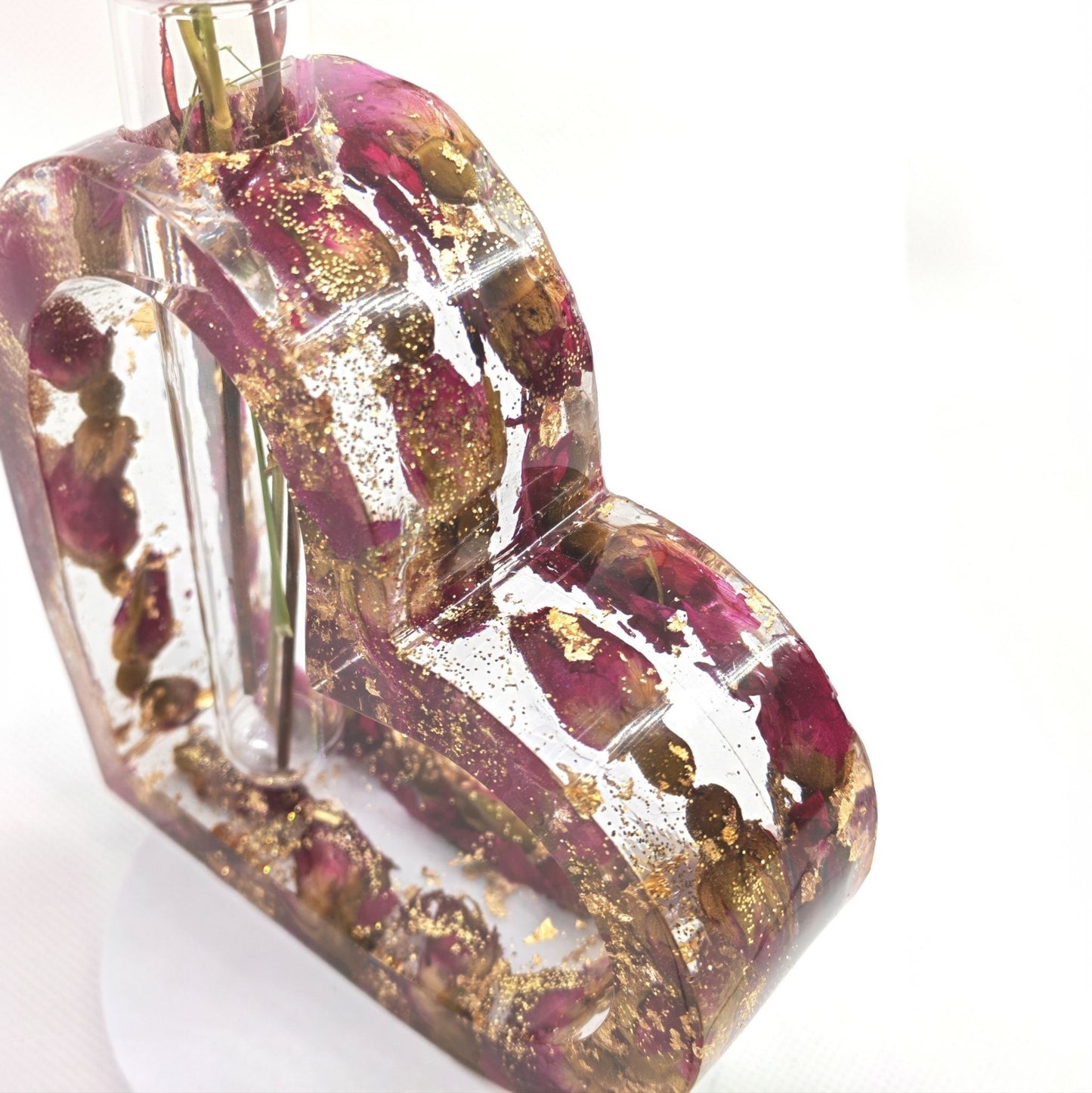 Heart Shaped Vase with Dried Flower Buds