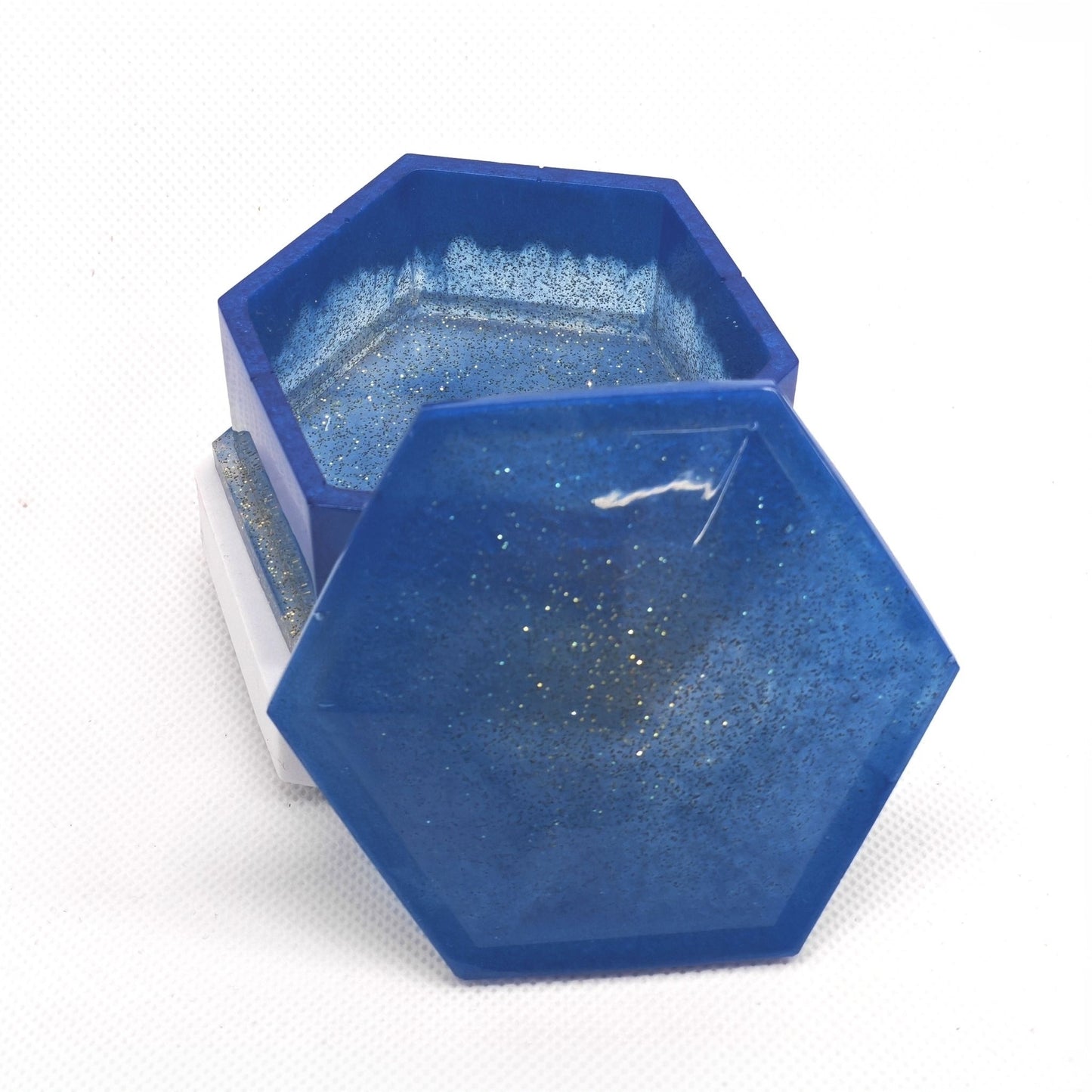 Hexagon Box with Lid Dark Blue