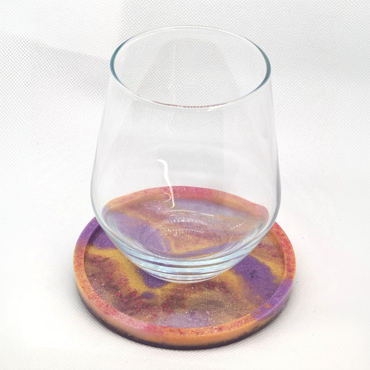Round Coaster Pink, Purple and Gold