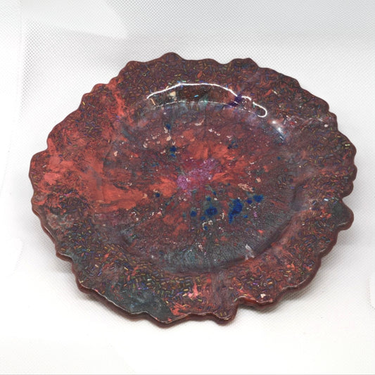 Plate Sparkling Deep Reds and Blues
