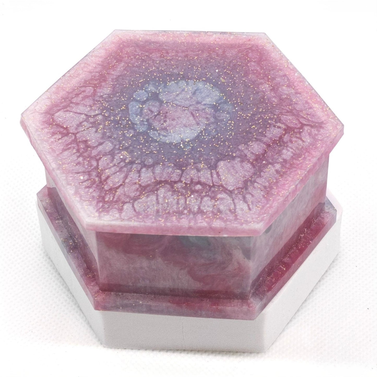 Hexagon Box with Lid Lilac Sparkle