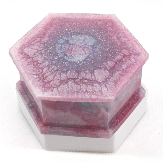 Hexagon Box with Lid Lilac Sparkle