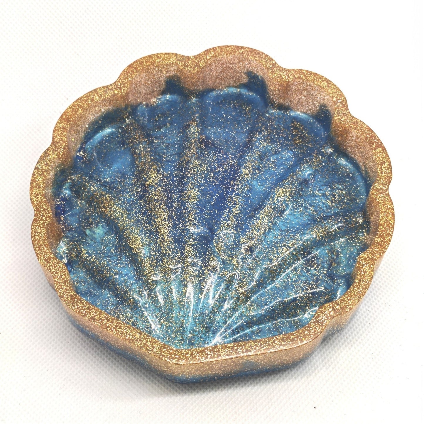 Shell Jewellery Tray in Ocean Colours with Gold Glitter